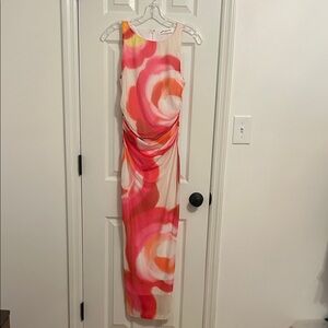 Amanda Uprichard Pink & Orange Swirl Sleeveless Maxi Dress